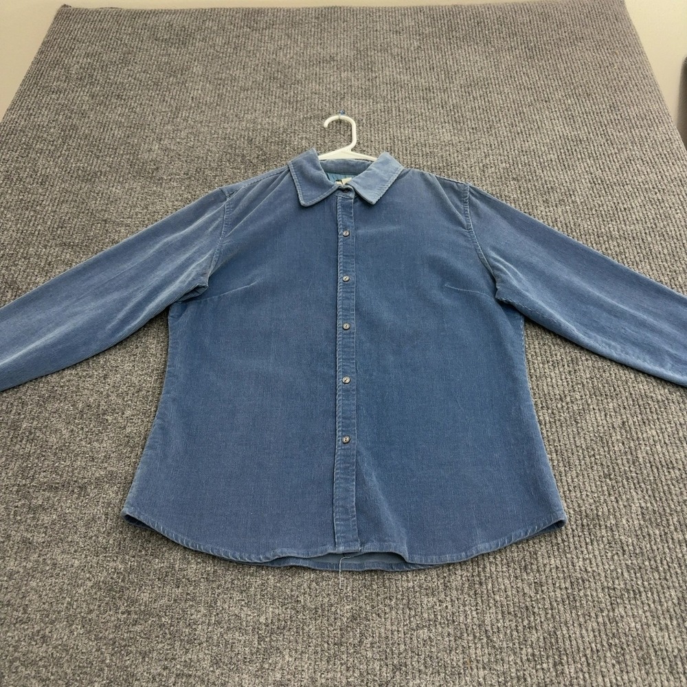 Vintage J Crew Shirt Womens 12 Blue Corduroy Button Down Classic Casual Style